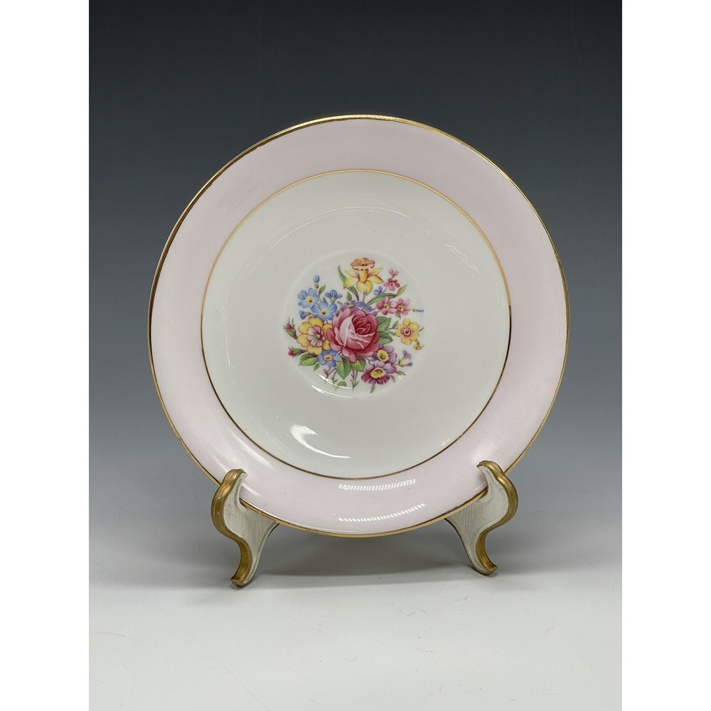 Royal Vale Saucer Plate England Pink Floral Vintage Bone China A50